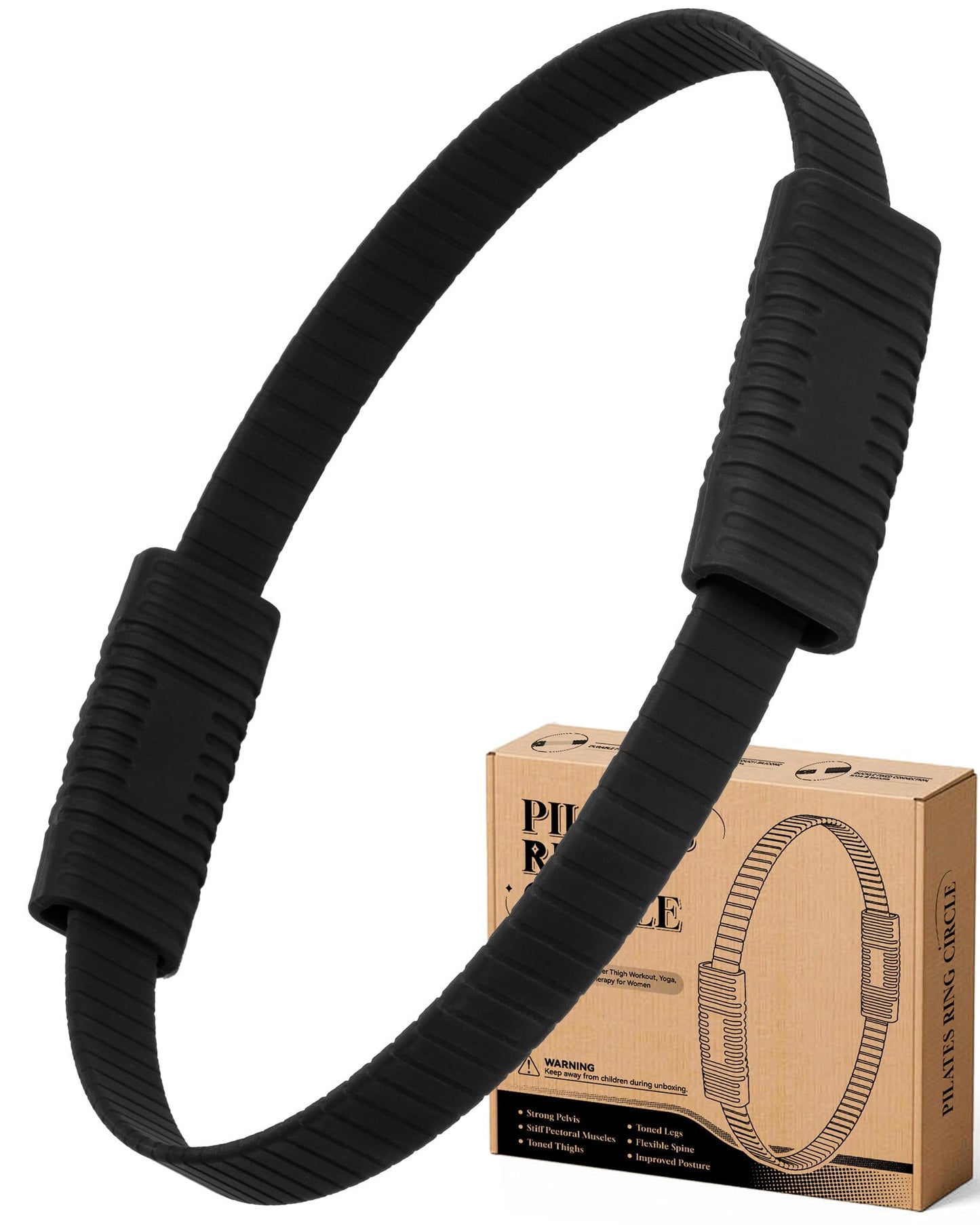 SUBCULTUREPICK Pilates Ring, Silicone Magic Pilates Rings, Lightweight & Durable Flexible Fitness Circle Exercise Equipment for Toning Arms, Thighs,Legs, Core,Yoga & Physical Therapy (Black)