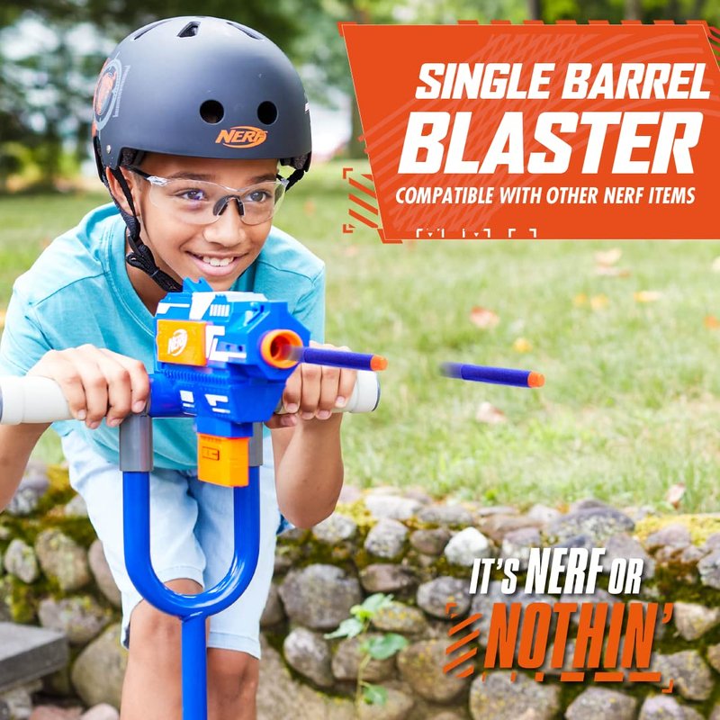 SKIDEE Kick Scooter for Kids, Dual Barrel Blaster Fires Up to 40 Feet, Supports Up to 150lbs, Rear Brake, Sturdy Steel Frame, Wide Surface Textured Molded Deck, Outdoor Activities for Boys/Girls