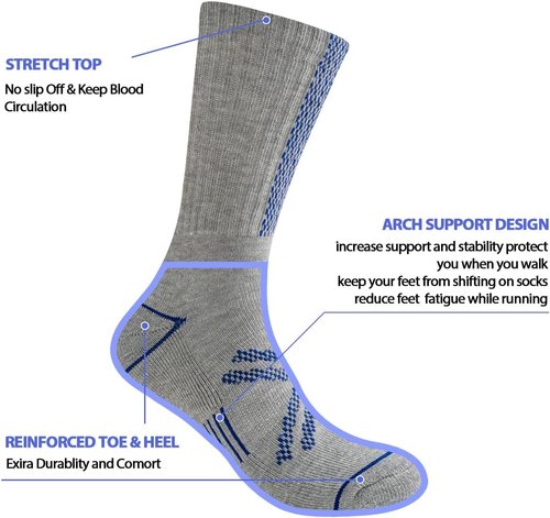 JOYNÉE Men's Athletic Crew Socks - Cushioned Comfort with Arch Support | 12 Pairs for Sports & Running