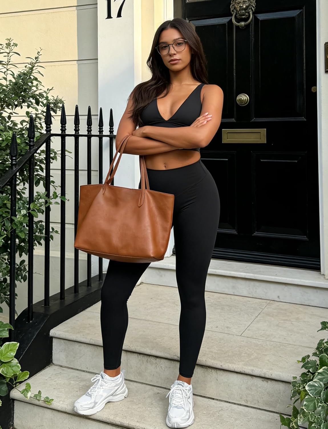 YEOREO High Waisted Workout Leggings - Hidden Scrunch Tummy Control Yoga Pants for Women
