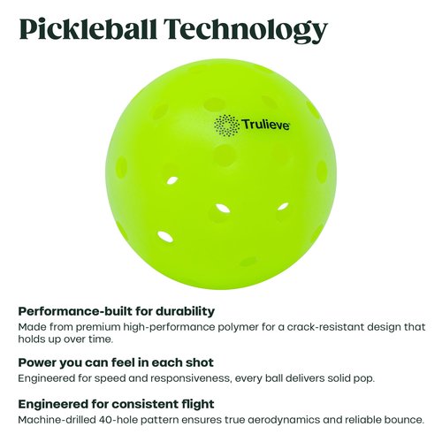 TRULIEVE Green Indoor Pickleball Balls Set of 4, 40-Hole Rotational-Molded Design, 0.92 oz Weight for Consistent Bounce, Crack-Resistant — Tournament & Recreational Play