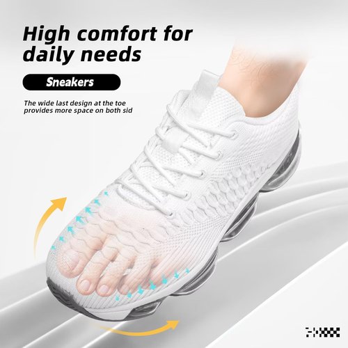 Pozvnn Mens Air Cushion Running Shoes Fashion Casual Walking Tennis Sneakers Non Slip Breathable Trail Sport Gym White 10