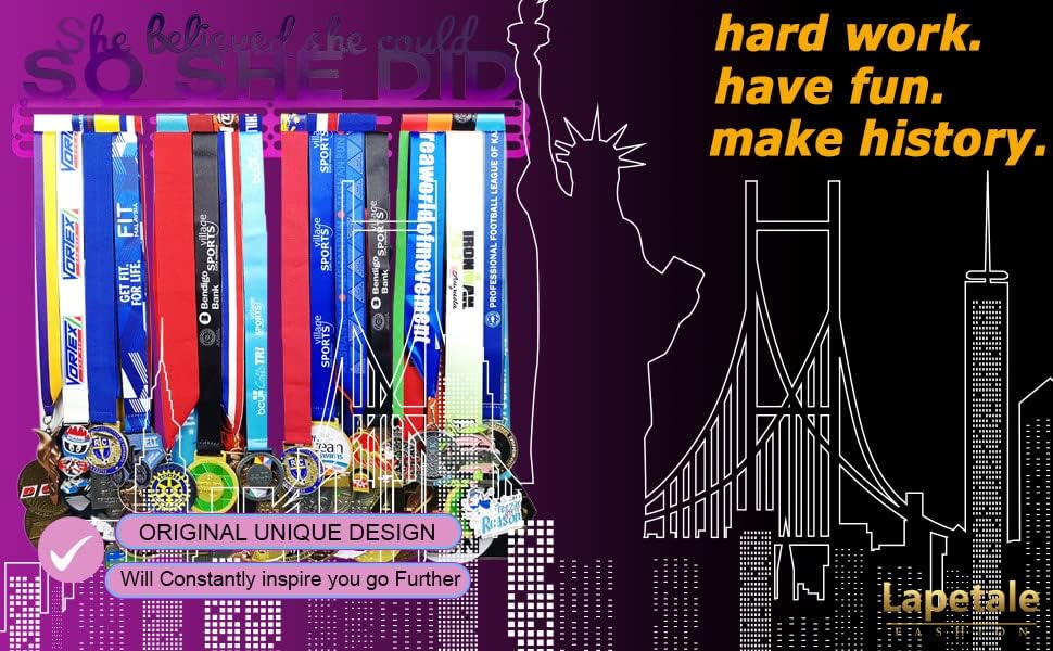 Sports Medal Holder by [Brand Name] - 16" Wall Rack for Awards & Ribbons | Easy to Install Display for Cheer, Gymnastics, Soccer, Softball