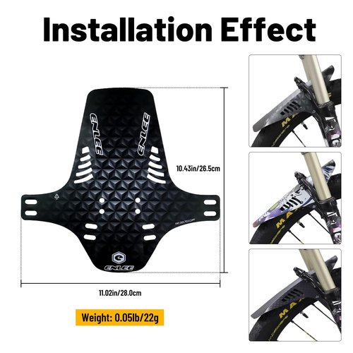 ENLEE 2PC Mountain Bike Fenders - Waterproof Bicycle Mudguard, Lightweight Front and Rear Bicycle Fender Fit 20", 24", 26", 27.5", 29" Fat Bike Tires Plus Size