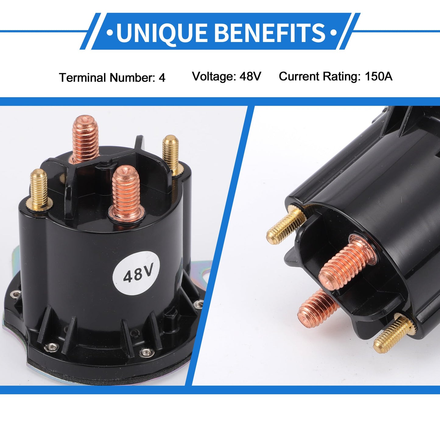 VekAuto Golf Cart Solenoid Relay for EZGO RXV Electric 2008-up 48V 150A 4 Terminal Relay
