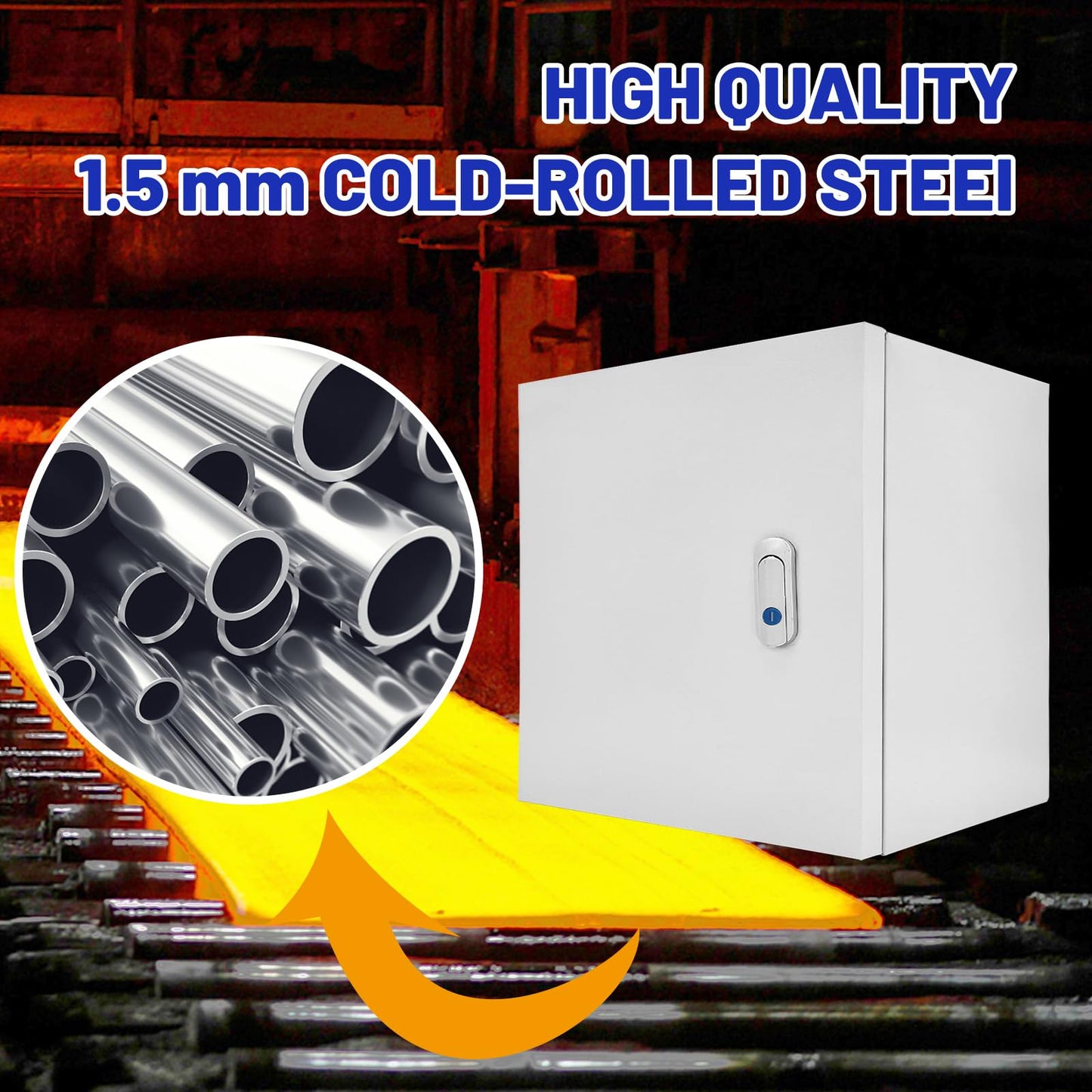 CXCESNS Outdoor Electrical Box 16 x 16 x 8”D NEMA 4X Enclosure Steel Box, Waterproof & Dustproof Outdoor/Indoor Lockable Electrical Junction Box, with Mounting Plate