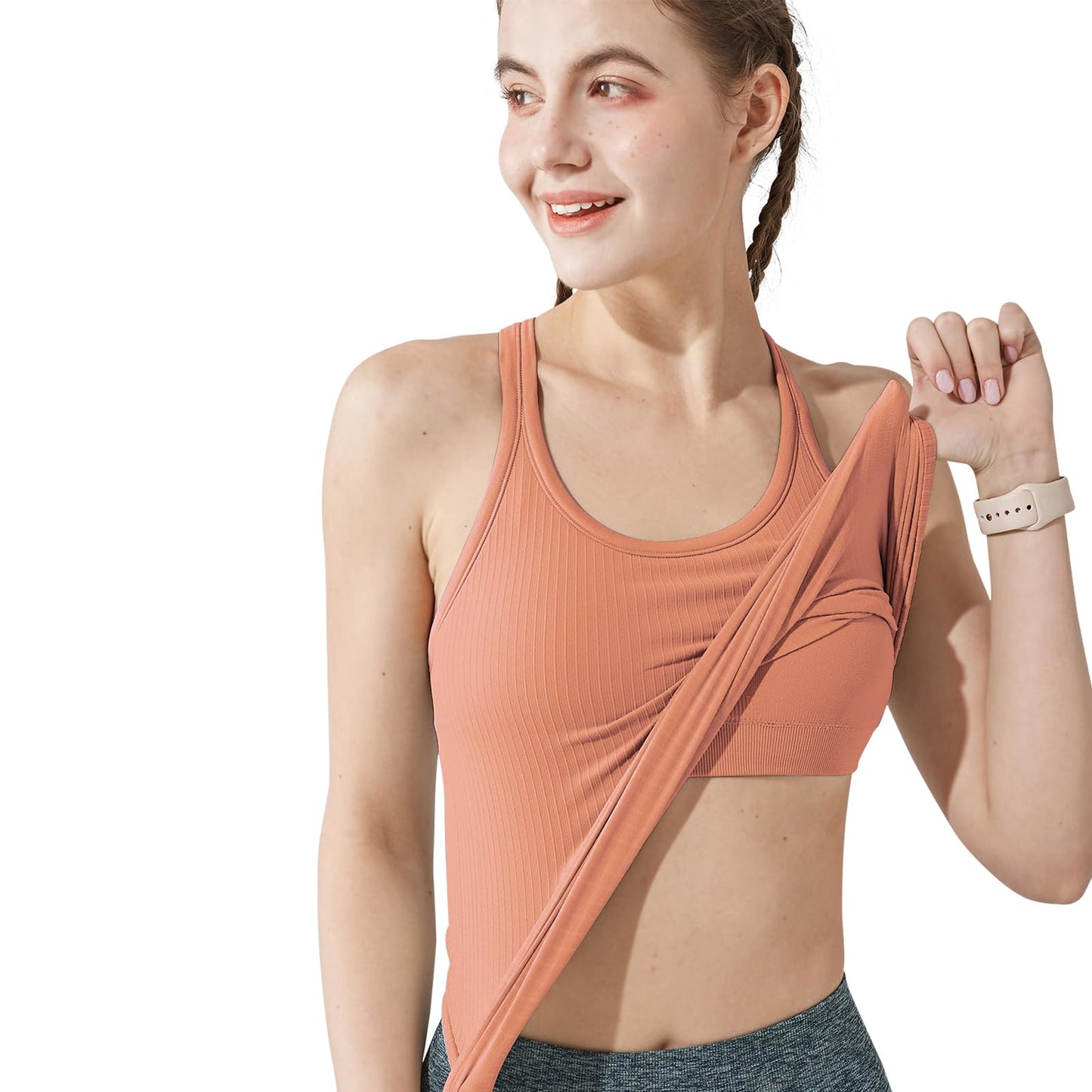 sphinx cat Yoga Racerback Tank Top for Women with Built in Bra,Women's Padded Sports Bra Fitness Workout Running Shirts Rose-Pink 4