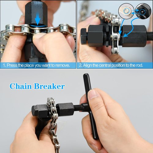 Bike Chain Kit, 6/7/8 Speed Multi-Function Bike Mechanic Repair Kit, Chain Breaker and Bike Link Plier with Hook and 6 Pairs Bicycle Buckle, Reusable