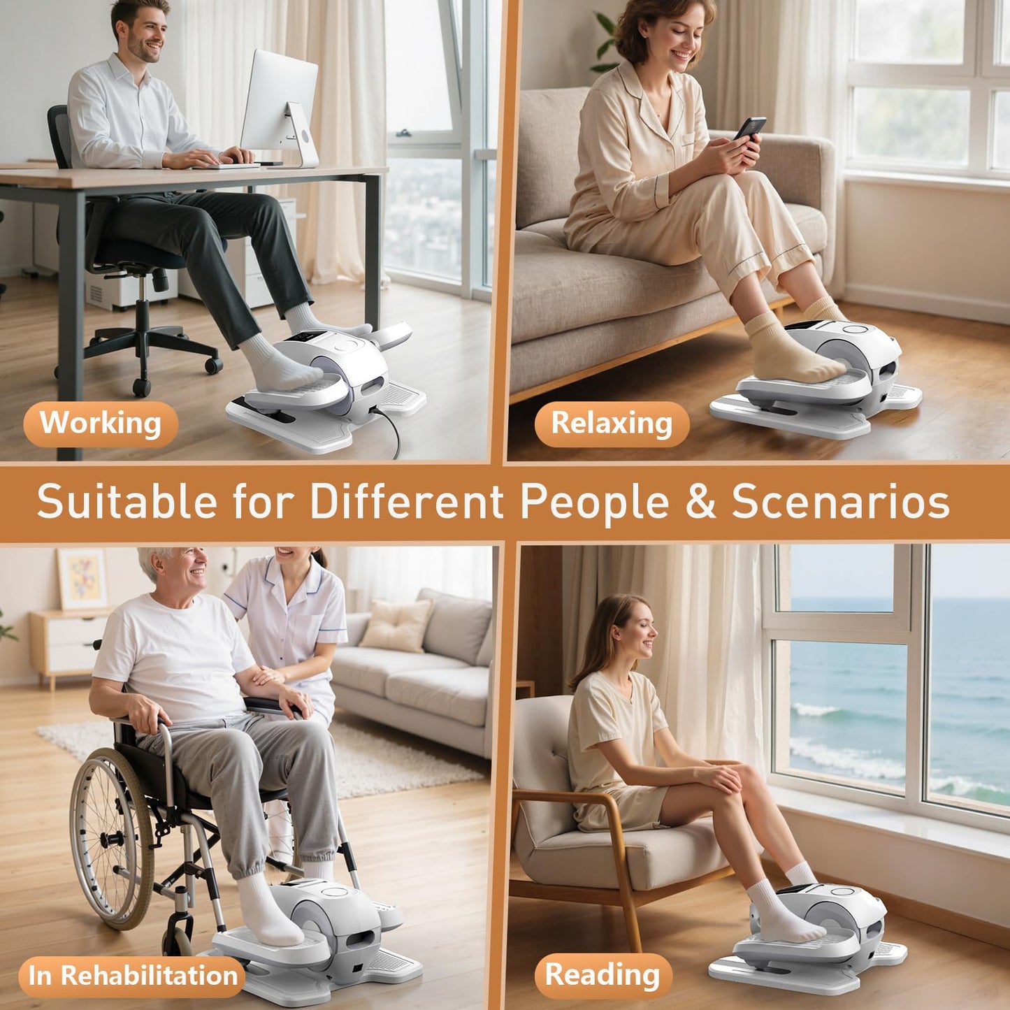 STYNGT Under Desk Elliptical Exercise Machine, Elliptical Leg Exerciser as Seen on TV, 12 Speeds Leg Exerciser While Sitting for Seniors, Electric Seated Foot Pedal Exerciser for Home Gift for Women