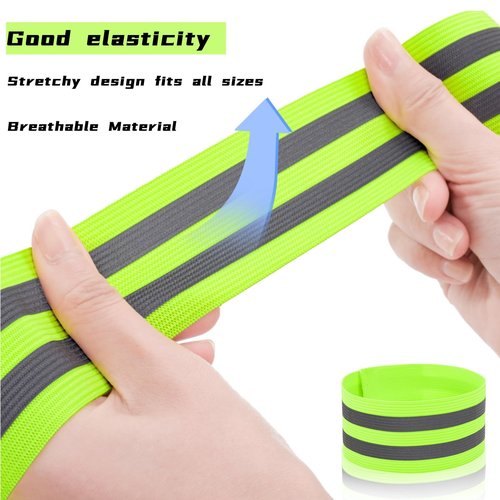 Tlence 50 Pack Reflective Bands, High Visibility Safety Reflector Armband, Security Tape Strip Bracelets, Cycling Warning Fluorescent Sash, Night Walking Cycling Gear for Wrist Arm Ankle Leg