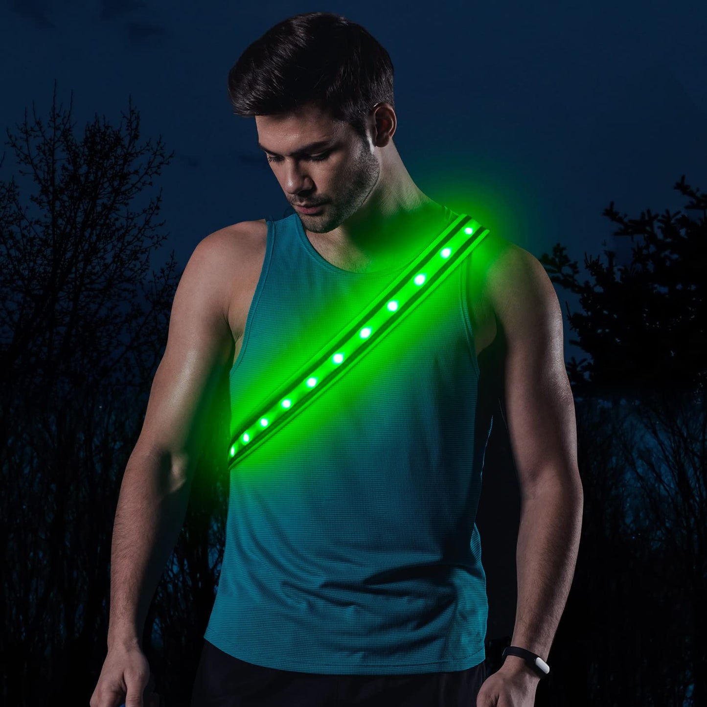 BSEEN LED Running Waist Belt - USB Rechargeable Reflective Glowing LED Waistband, Flashing Safety Light Belt for Runners, Joggers, Walkers, Pet Owners, Cyclists (Neon Green)