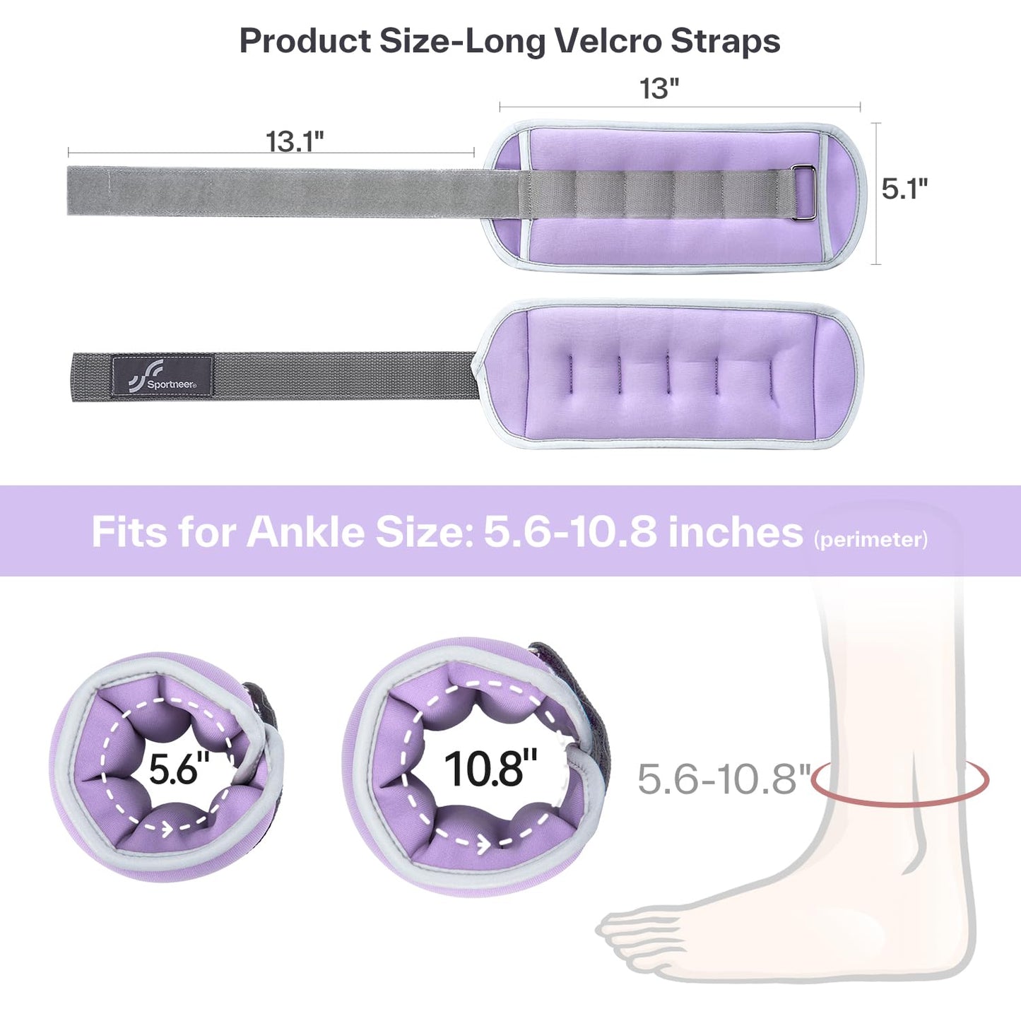 Sportneer Ankle Wrist Weights for Women Men Pair of 1/2/4/6/10 LBS Options