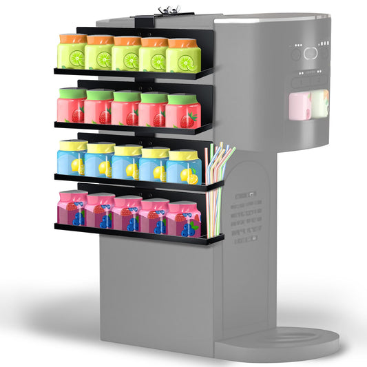Side Mounted Flavor Storage Holder Compatible With Ninja Thirsti wc1001/wc2002,4 Tier Flavored Pods Water Drops Organizer with Straw Storage,Metal Flavor Holder for Counter Small Space,Holds 20 Flavor