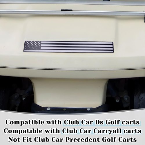 Black & Grey American Flag Fits Club Car DS & Carryall Golf Cart Front Name Plate. Fits Club Car DS & Carryall Carts Full Flag