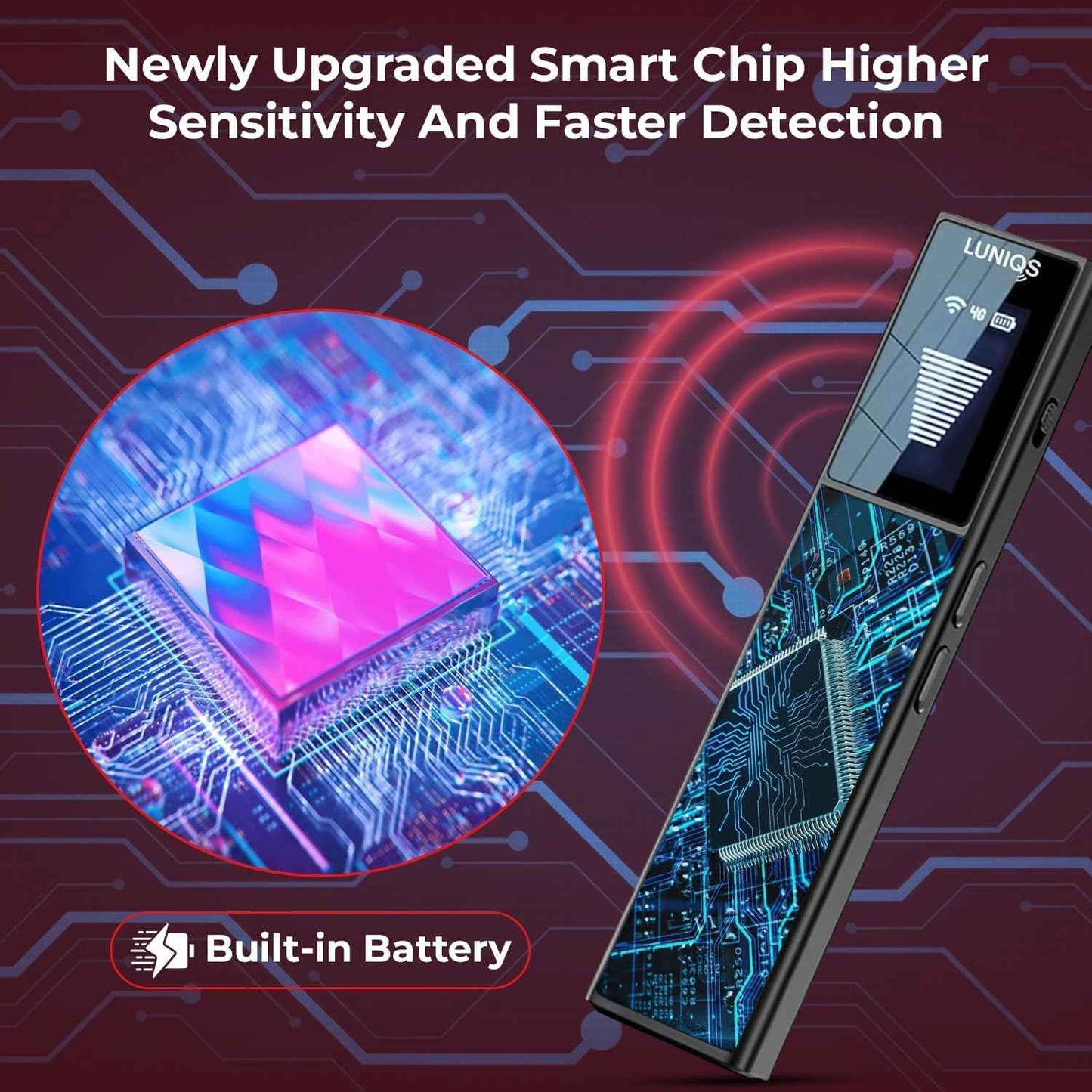 LUNİQS Hidden Camera Detectors -2025- Hidden Bug and Camera Detector & Spy Camera Finder, GPS Tracker Detector, RF Detector & Bug Detector (4 Mode – LCD Screen) for Travel, Home & Office Security