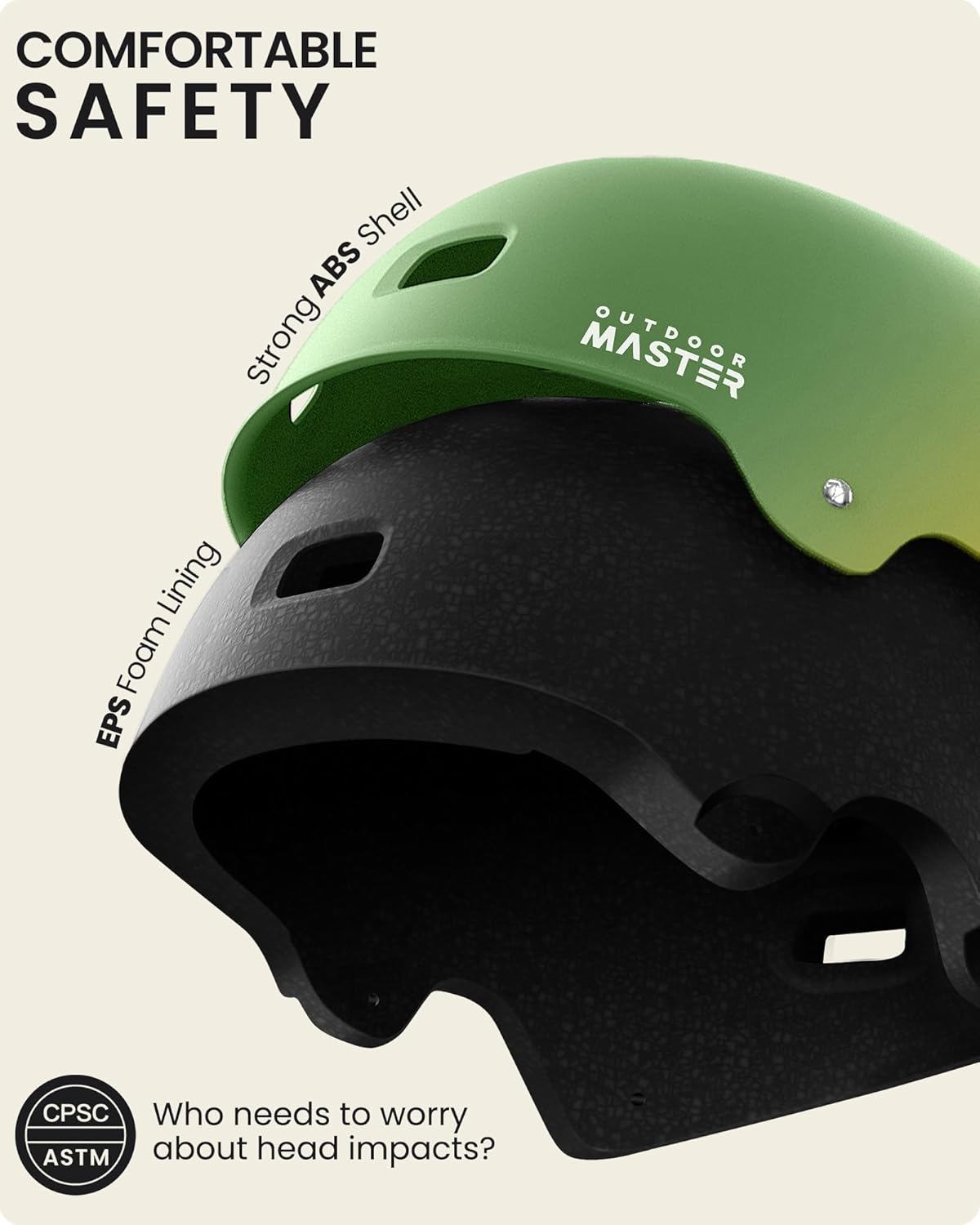 OutdoorMaster Skateboard Cycling Helmet - Multi-Sport Design with Removable Liners for All Ages