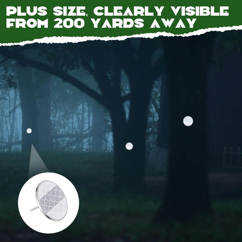 Seenelling 1 Inch Large Reflective Marking Trail Tacks Glow Tacks Reflective Thumb Mark for Hunting Hiking Camping Tree Stand, 50pcs, Silver