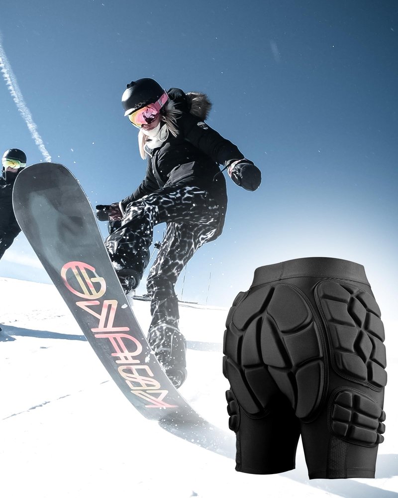OutdoorMaster Padded Shorts for Snowboarding, Skate and Skiing - 3D Protection EVA Pad Impact Shorts for Hip Butt and Tailbone, Snowboard Protective Gear Guard - 3 Size for Men, Women and Youth