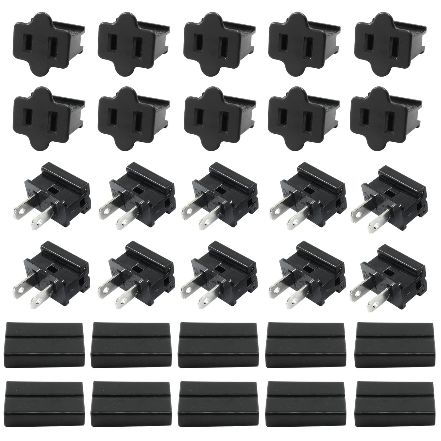 Bonsicoky 20 Pack SPT-1 Vampire Plugs Male and Female - Black Zip Electrical Light End Plug for Holiday Lights Party Decoration