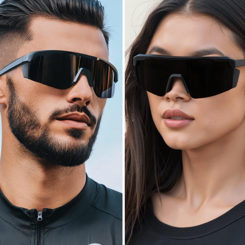 WISTON XL Z87 Sunglasses for Big Wide Heads Men Women,TR90 Ultralight UV400 Protection Sun Glasses Z8224 Dark Black