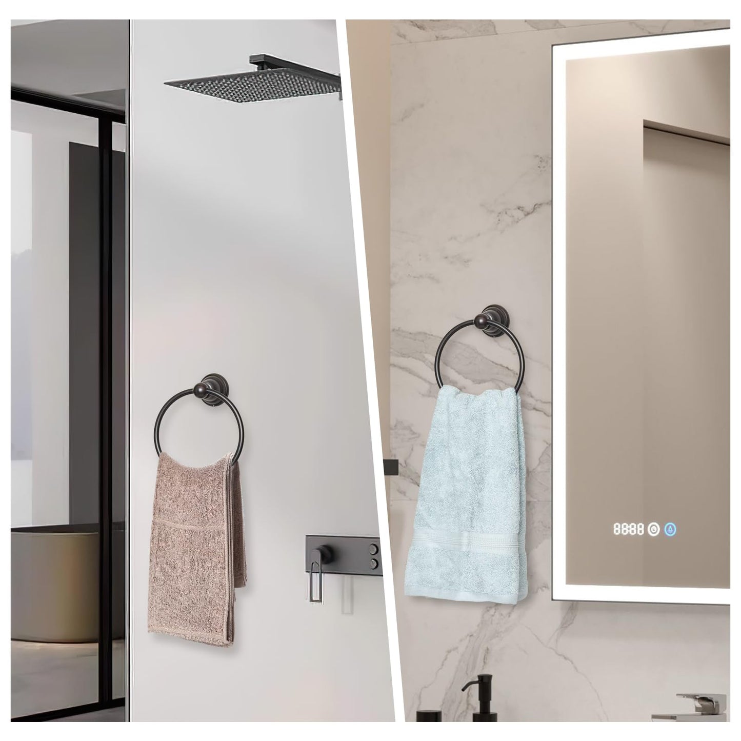 Towel Ring Oil Rubbed Bronze, 6.3-inch Diameter, Durable Stainless Steel Hand Towel Holder for Bathroom and Kitchen, Wall-Mounted Towel Rack, Elegant and Functional Design