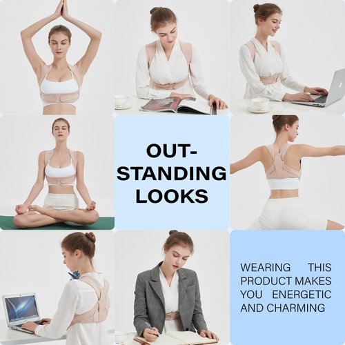 SHAPERKY Posture Corrector for Women and Men: Adjustable & Breathable Upper Back Brace - Posture Support for Sitting Work & Daily Use (Small/Medium)