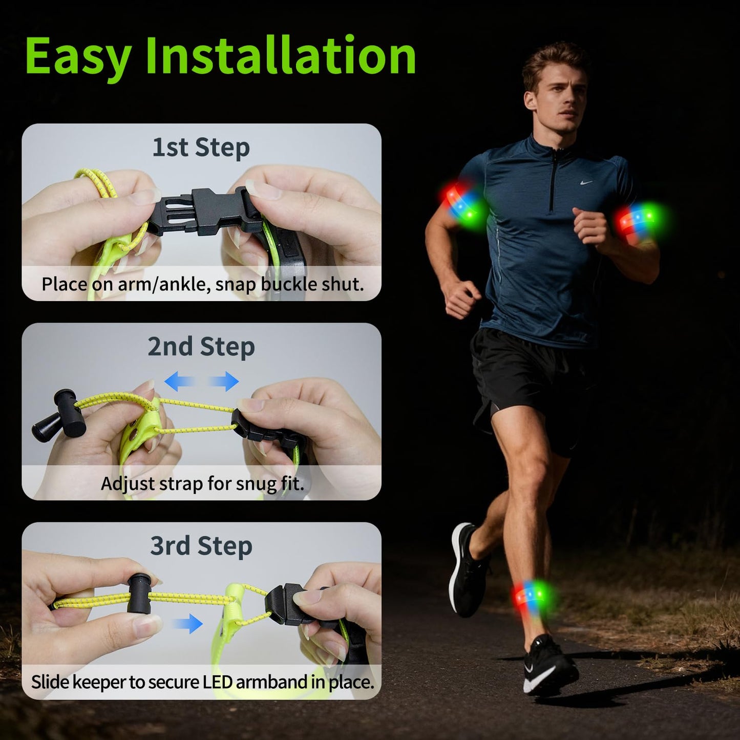 Taximi LED Armband for Running, High Visibility Reflective Running Lights for Runners, USB Rechargeable Light Up Arm Bands for Men Women Kids Night Cycling Walking Jogging