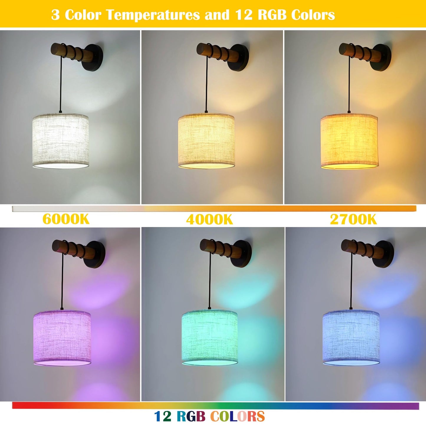 Yiridrme Battery Operated Wall Sconces Set of 2, Wireless Rechargeable Wall Light with Lampshade & Remote, Dimmable Wall Lamp for Bedroom, Living Room, Hallway