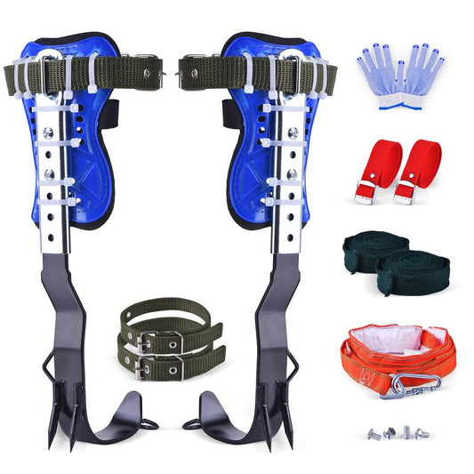 Tree climbing equipment.Adjustable tree,climbing kits with safety belts.Climbing tools with footboards Forestry operation equipment suitable for rock climbing,tree trimming,hunting,and fruit picking