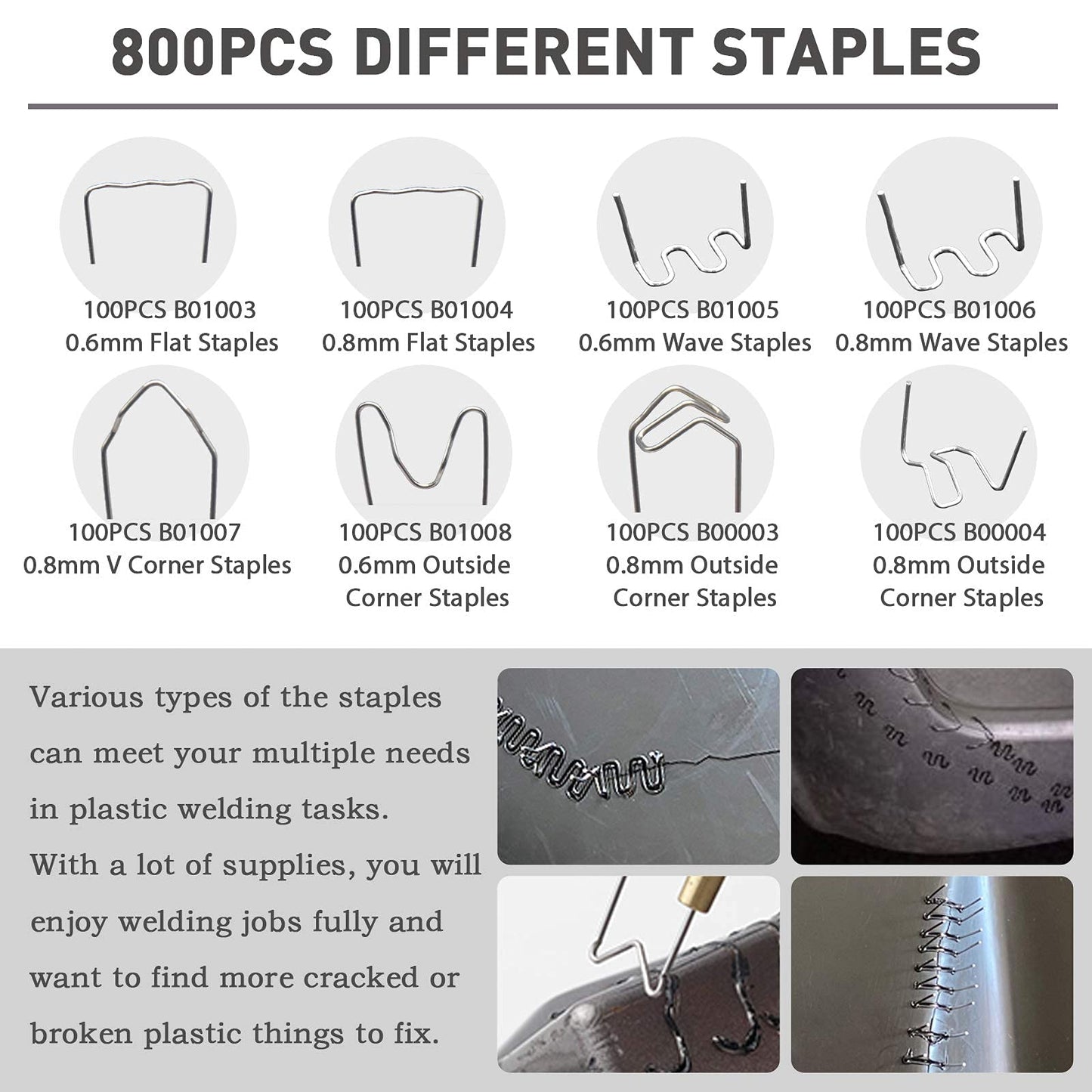 WISPAUSU Plastic Welding Kit with 800PCS Staples/5-Levels Power/LED Display Light, 110V Car Bumper Hot Stapler Gun Plastic Welder Machine