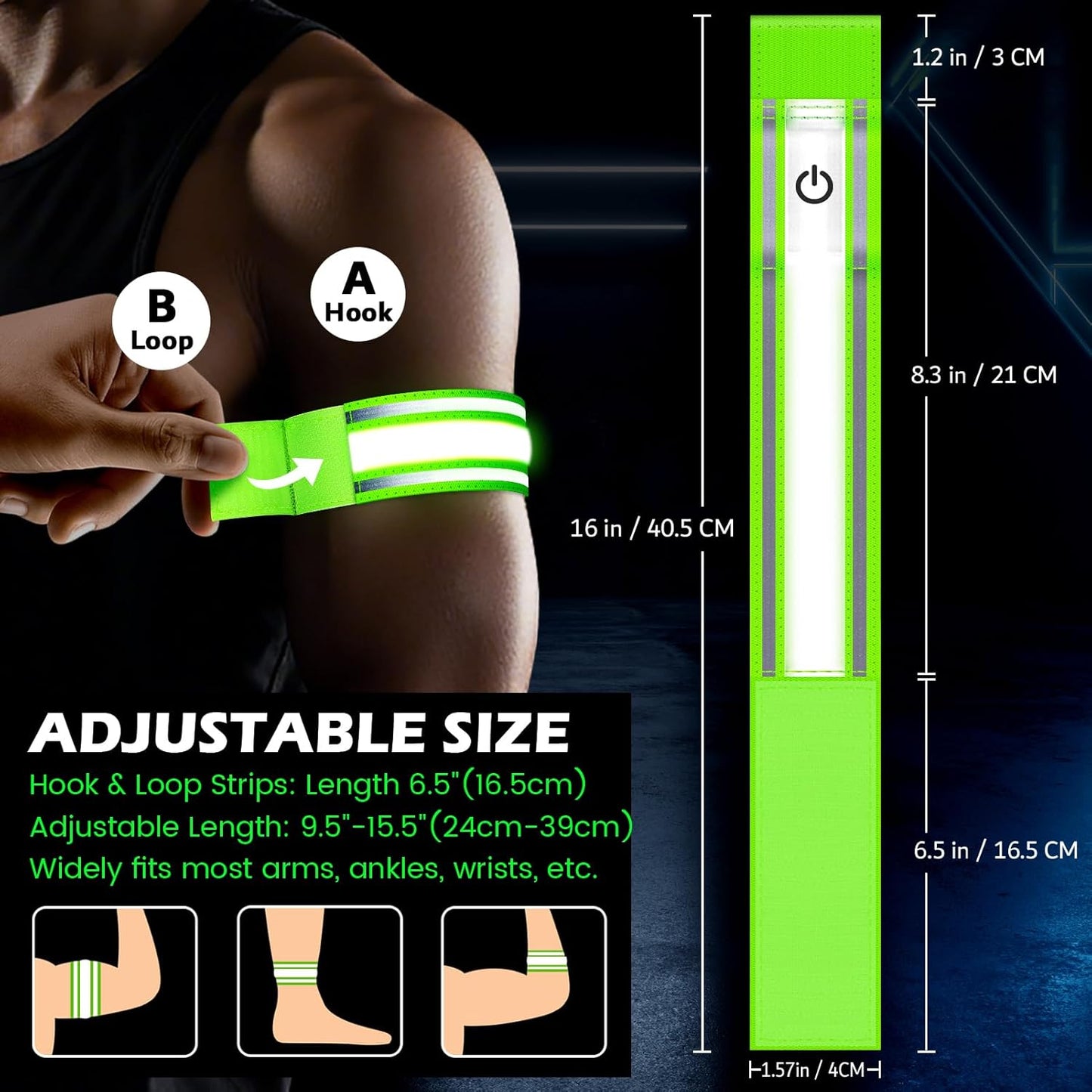 Skiennix LED Armband - High Visibility Reflective Gear | 2 Pack, 5 Colors, 3 Light Modes, Rechargeable
