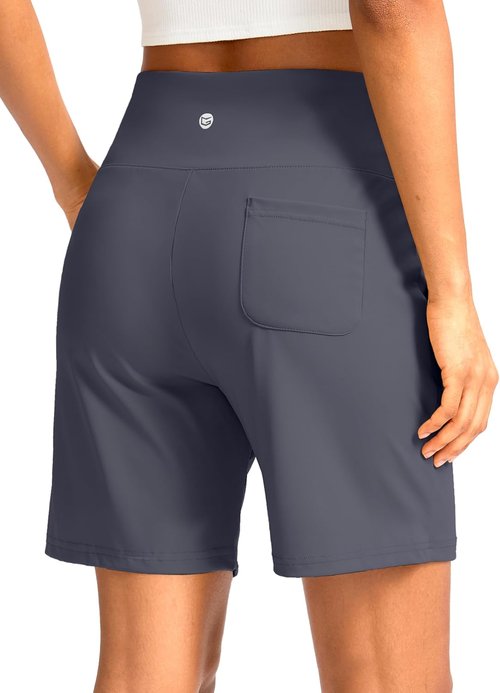 G Gradual Women's Bermuda Shorts - High Waisted, Knee Length with Pockets for Athletic Workouts