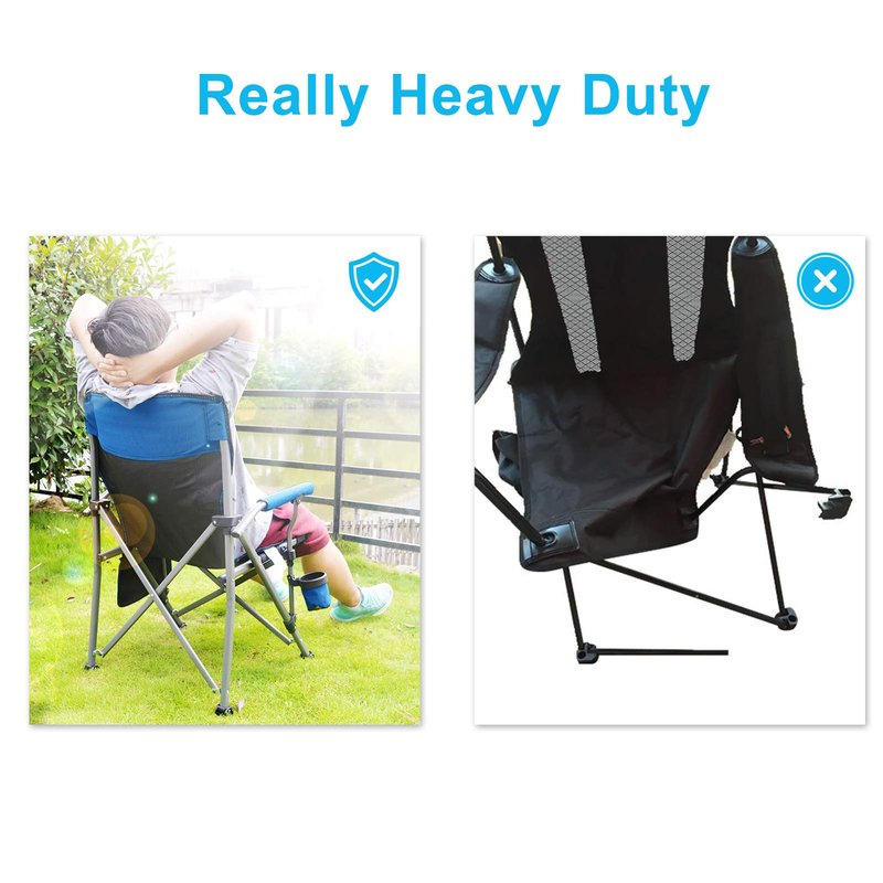 Heated Camping Chairs for Adults, Portable Heated Chairs for Outdoor, Outdoor Heated Chair, Folding Chairs, Heavy Duty Lawn Chairs for Adults, with Cup Holder, Navy Blue, (Battery NOT Included)