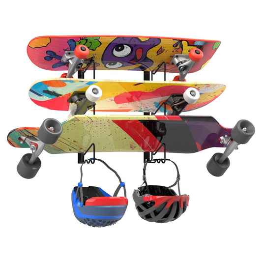 UNIREDPOWER Skateboard Storage Rack, Wall Mounted Organizer Shelf, Wall Display Hanger Holds Up 3 Pairs of Longboard Deck, Garage, Home, Shed