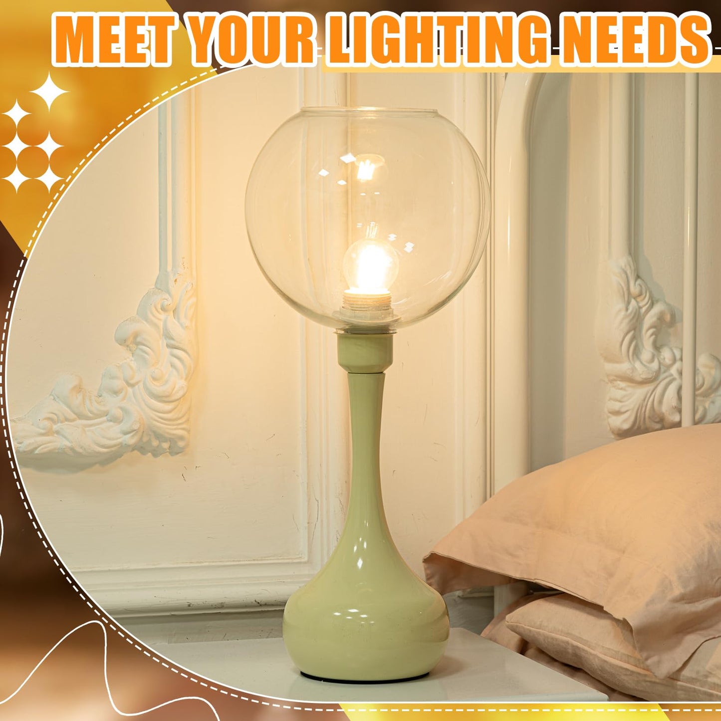 Glooglitter 4 Pack Fixture Replacement Globe Shade 8 Inch Diameter E26 Base 1-5/8 Inch Fitter Round Glass Globe Lampshade Cover for Pendant Wall Sconce Chandelier Vanity Light (Clear)