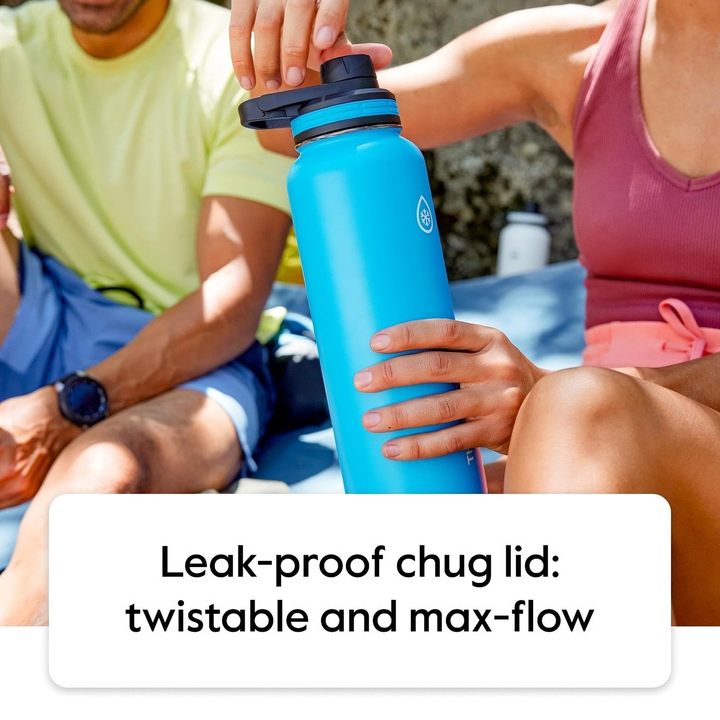 ThermoFlask Stainless Steel Water Bottles 2-Pack - Double-Wall Vacuum Insulated 24 oz BPA-Free Spout Lids - Keeps Drinks Cold 24 Hrs, Hot 12 Hrs - Leakproof, Dishwasher Safe, White/Coral