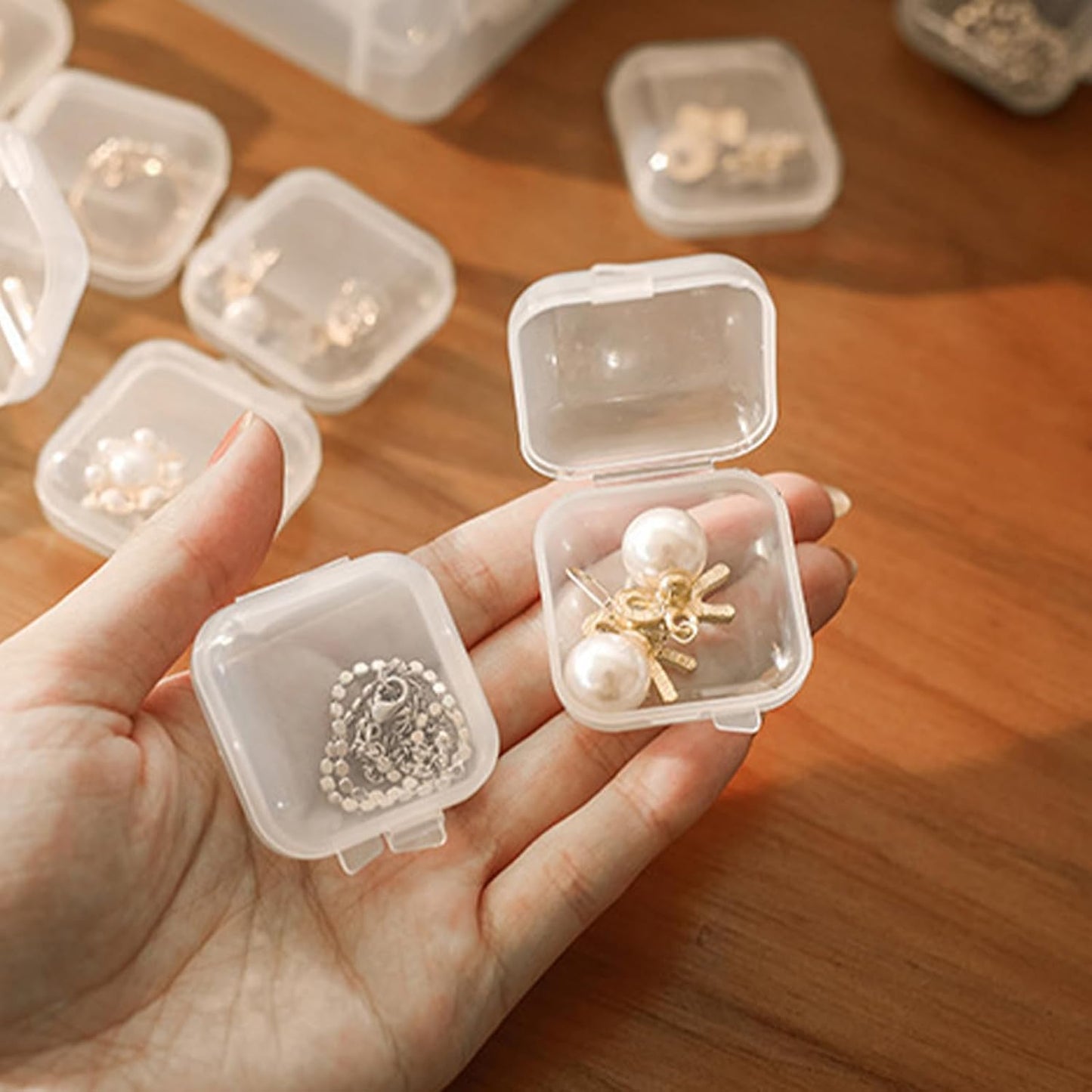Skiennix 30Pcs Small Transparent Jewelry Storage Cases - Travel Organizer for Necklaces, Bracelets & Rings