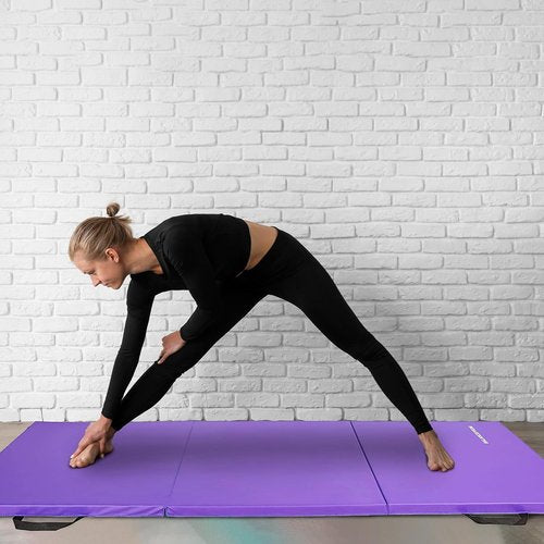 BalanceFrom Folding Gymnastics Mat - 6x2 Feet, 2-Inch Thick Vinyl Pad with Carrying Handles for Home Workouts | Yoga, Pilates, Tumbling, Martial Arts