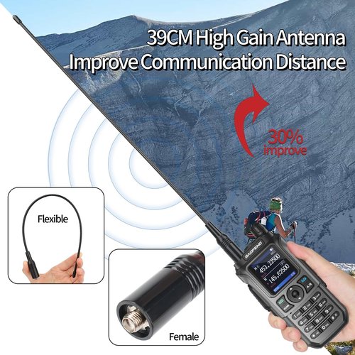 Ham Radio BaoFeng Radio Handheld Long Range for Adults UV-21R Two Way Radio USB Charger Rechargeable K5 Plus Walkie Talkies NOAA Weather Radio 999 Channels VOX with 771 Antenna (2 Pack)