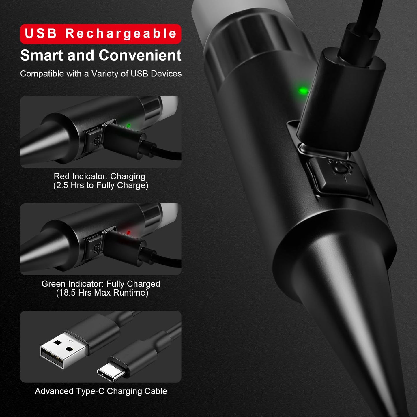 Xiaoxinluck USB Rechargeable Laser Bore Sight Kit with 32 Adapters, Fits .17 to 12GA Calibers, Professional Green Laser Bore Sighter for All Guns Bore Laser Sighting Kit