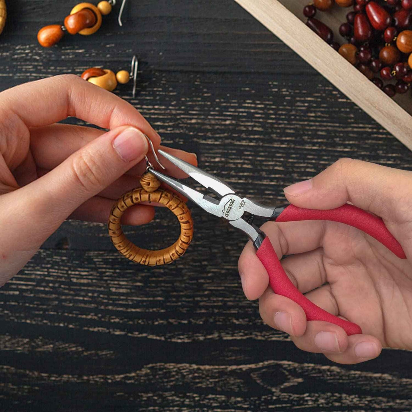 HOUSERAN Needle Nose Pliers, 5 Inch, 5 Pack, Long Nose Pliers with Side Cutter, Spring Loaded for Cutting and Bending Wire