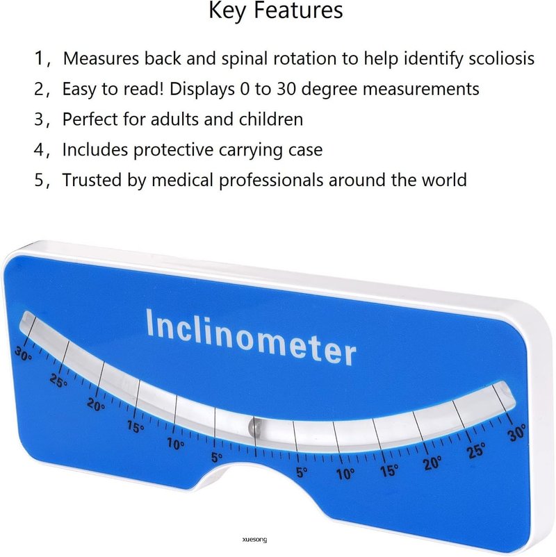 xuesong Scoliometer, Portable Device with Spine Contour and Metal Ball Insert for Measuring Spinal Alignment，Measure Spine Slope
