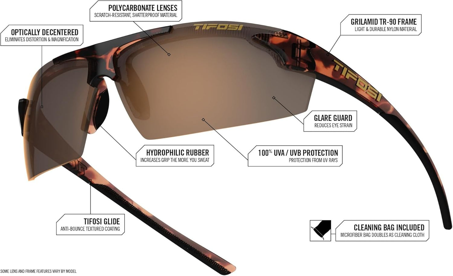 Tifosi Track Sport Sunglasses - Perfect for Baseball, Golf, Running & Tennis | Unisex Design