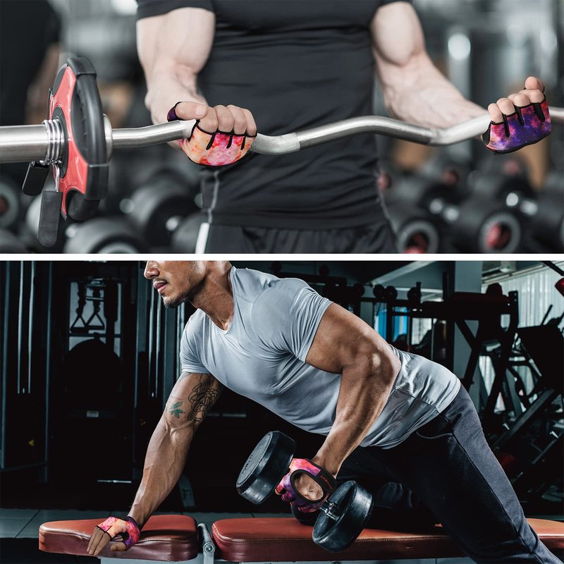 RYMNT Minimal Weight Lifting Gloves,Short Micro Workout Gloves Grip Pads with Full Palm Protection & Extra Grip for Men Women Weightlifting,Gym,Exercise Training.Galaxy-Medium