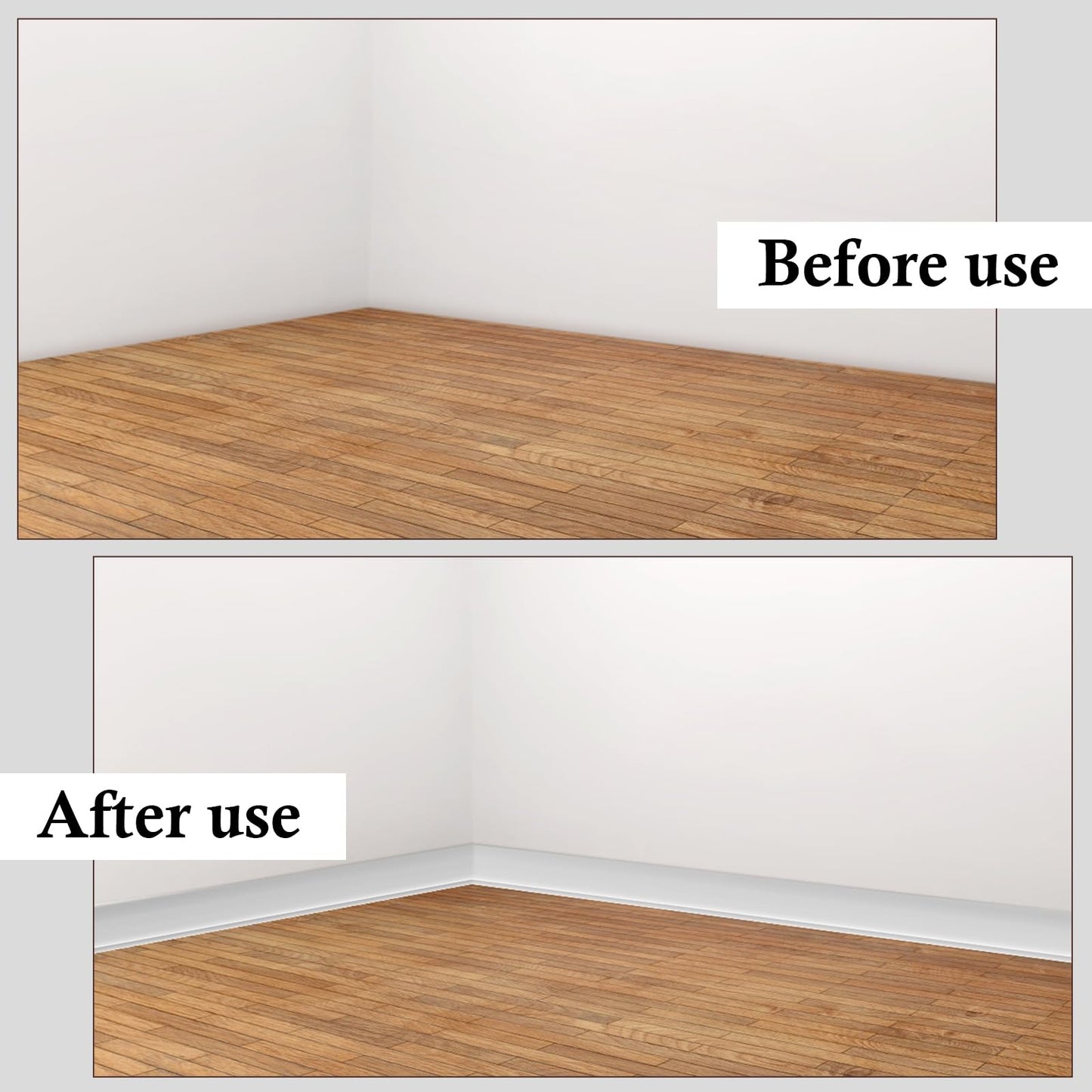 POPAKAN Flexible Baseboard Molding Trim 4" x 15 ft, 20ft 40ft 50ft 60ft 100ft Self-Adhesive Vinyl Wall Base Cove Base, Peel and Stick Rubber Wall Base Molding Trim - White