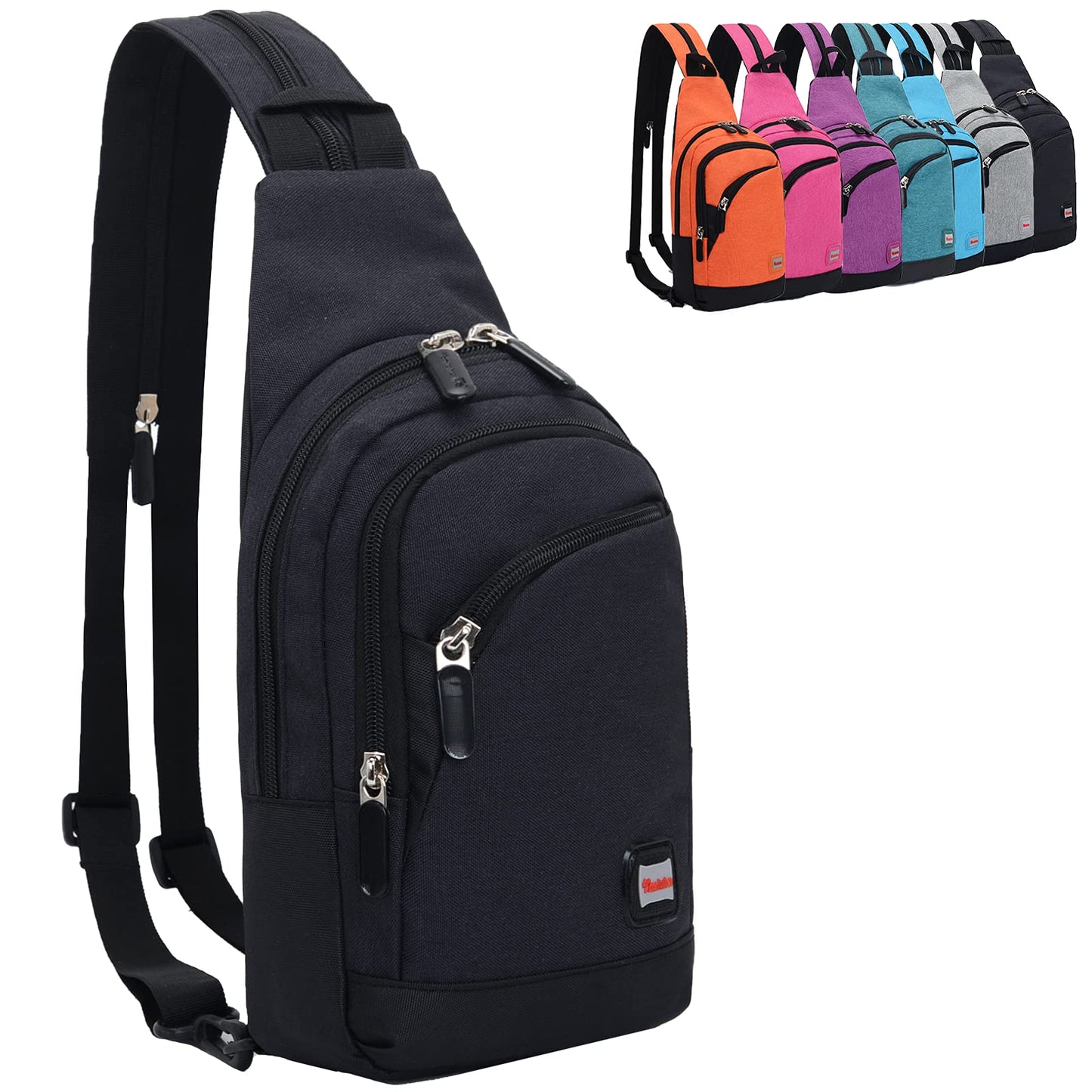 Peicees Mini Sling Bag for Women Mens Convertible Crossbody Backpack Small Shoulder Bag Chest Daypack with Zipper Strap