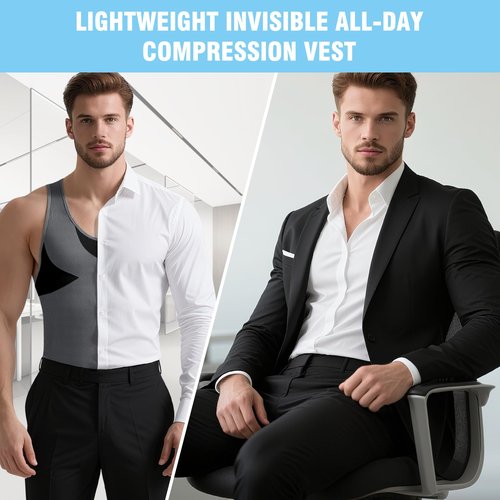 LISEJE Compression Shirt Men Shapewear Slimming Body Shaper Vest Compression Tank Top Undershirt