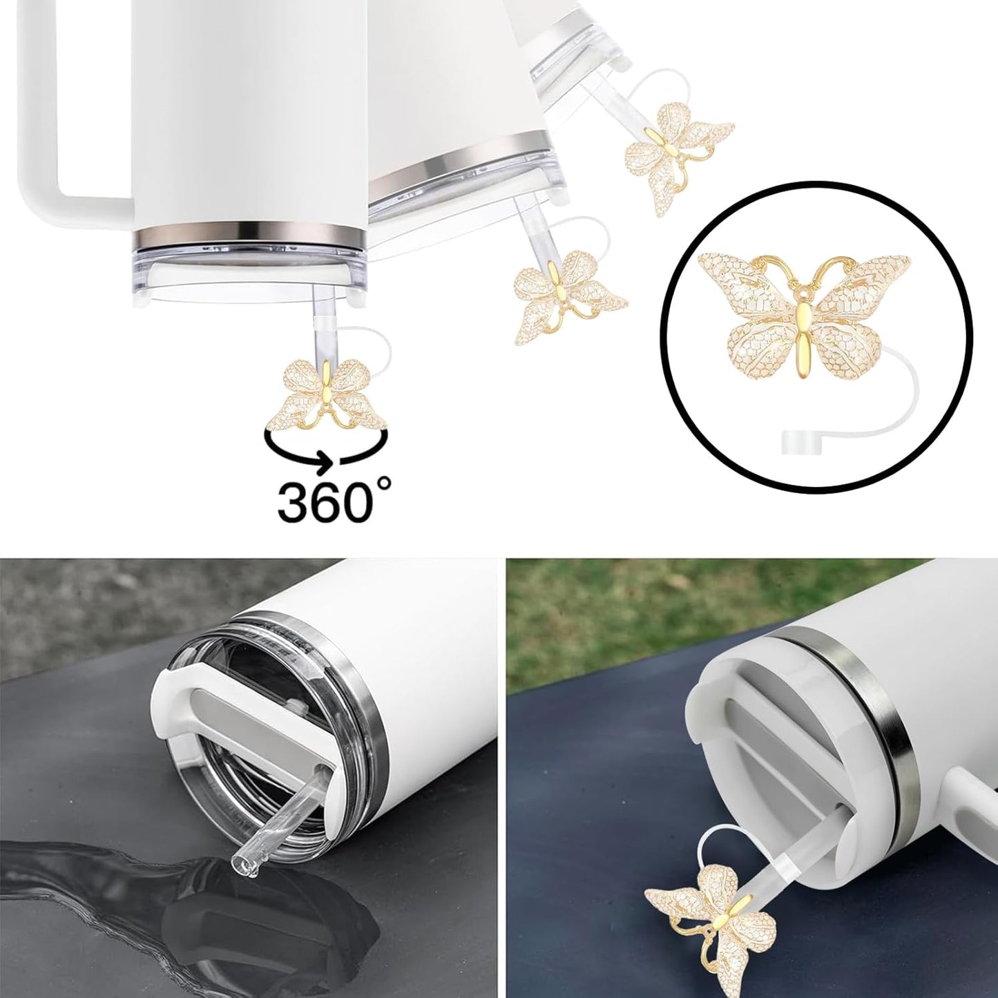 Stanley | Cute Straw Cover Cap - Bling Straw Toppers for 30 & 40 oz Tumblers | Reusable Protector