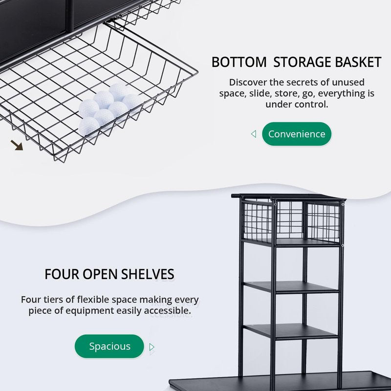 Golf Bag Organizer for Garage, Golf Storage Bag Stand, Golf Push Cart for Men and Women, Golf Club and Other Golfing Equipment Accessories Rack, Golf Bag Holder for Garage, Club, Shed, Basement
