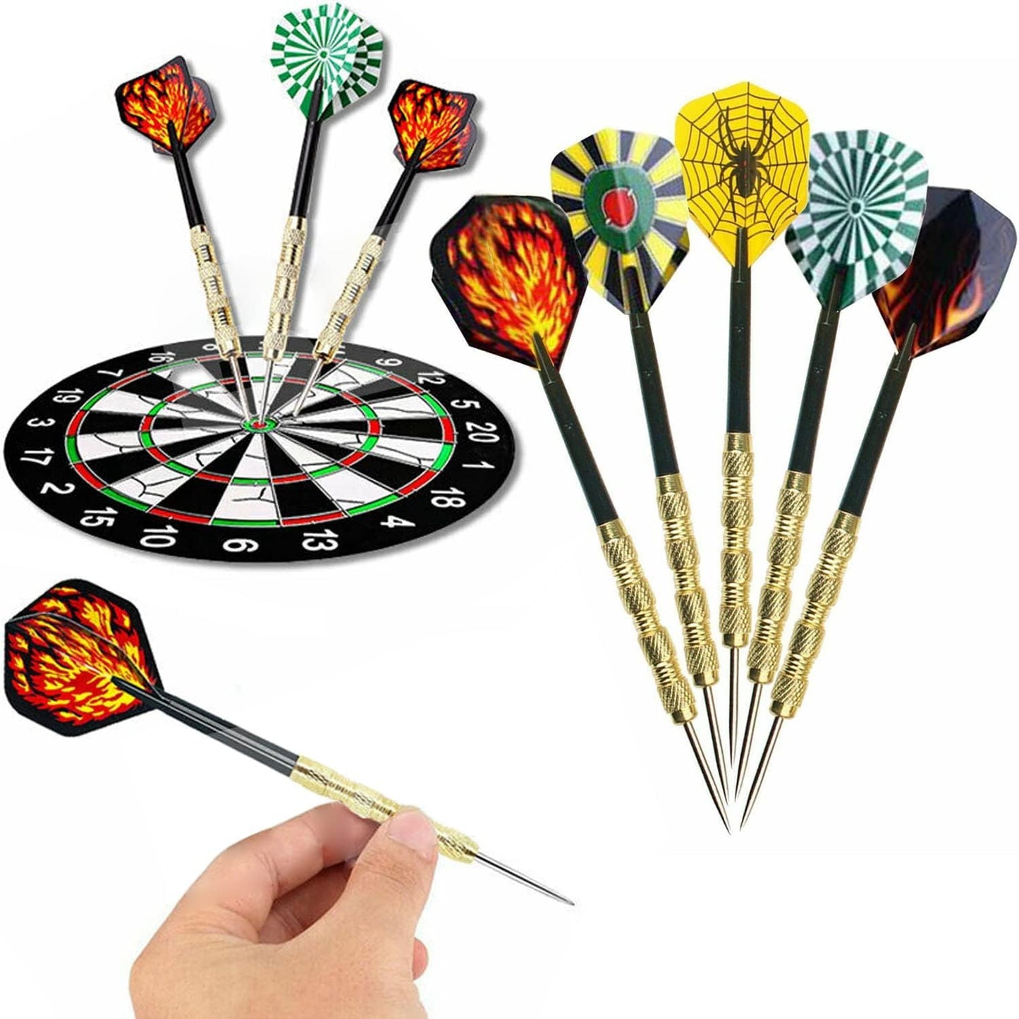 Professional Steel Tip Darts Set by [Brand Name] - 18 Metal Darts with 24 Unique Flights for Dart Boards